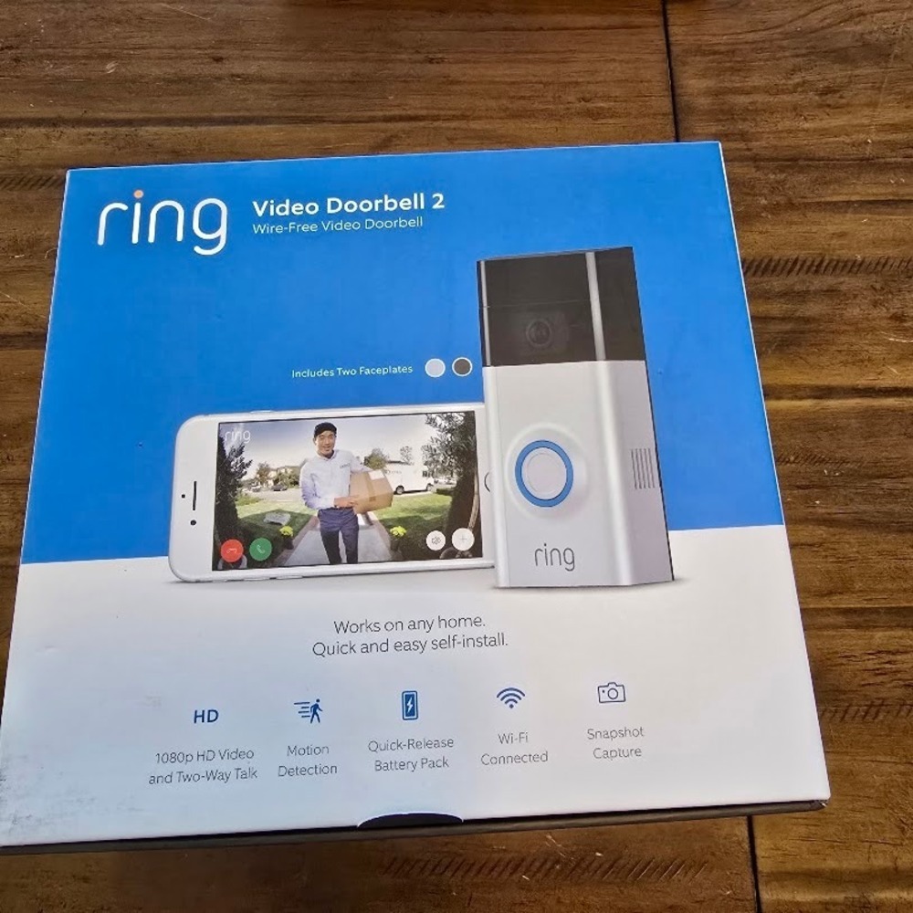 Ring Video Doorbell 2 1080p HD WireFree Security Camera 8VR1S7-0EN0 Silver Black